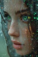 AI generated An image of the head of a female robot. The concept of the future. 3d illustration photo
