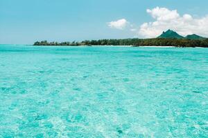 turquoise Indian ocean near the island of Mauritius, tropical nature and coral reef in Mauritius. photo