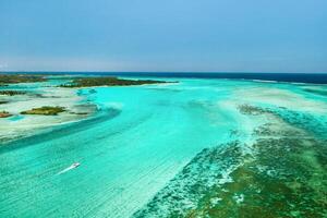 Top view of the lagoon and coral reef of Mauritius in the Indian Ocean photo