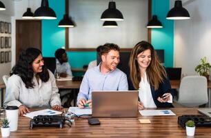 Business team in co-working creative space photo