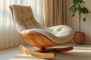 AI generated Designer rocking chair for relaxing in the home interior photo