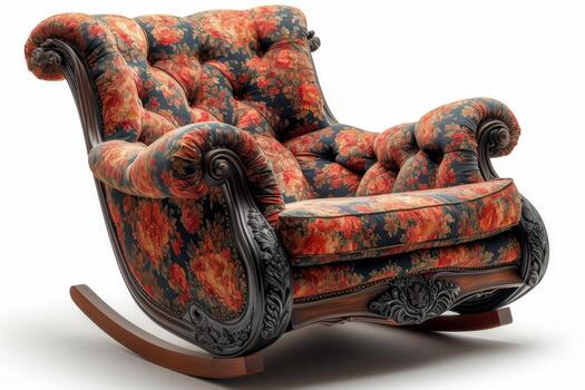 AI generated An old-fashioned designer rocking chair highlighted on a white background photo