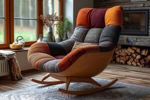 AI generated Designer rocking chair for relaxing in the home interior photo