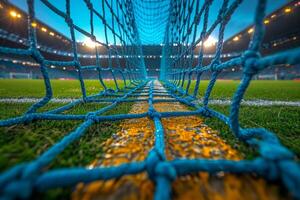 AI generated Football background or football net on the gate photo