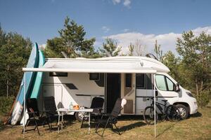 a vacation trip in a motorhome, a rest in a van photo