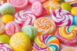 AI generated Lots of Colorful candies and Caramel sweets photo