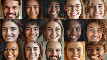 AI generated A collage of many different people. People of different nationalities and races photo