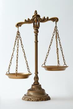 AI generated Scales of justice highlighted on a white background photo
