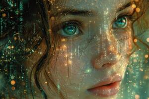 AI generated An image of the head of a female robot. The concept of the future. 3d illustration photo