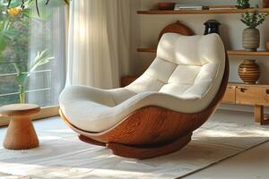 AI generated Designer rocking chair for relaxing in the home interior photo