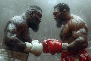 AI generated A fight between two boxers . They are facing each other. 3d illustration photo