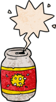 Cartoon Dose Soda und Sprechblase im Retro-Textur-Stil png