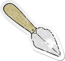 distressed sticker of a cartoon garden trowel png