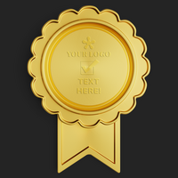 realistico elegante premio d'oro cerchio certificato foca distintivo modificabile PSD modello