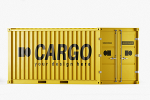 logistic delivery large ship cargo container editable mockup in isometric view 3d rendering psd