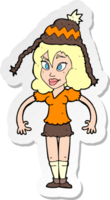 sticker of a cartoon woman wearing hat png