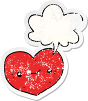 heart cartoon character and speech bubble distressed sticker png