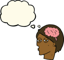 cartoon man thinking carefully with thought bubble png