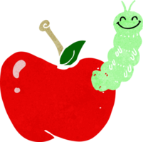 cartoon bug eating apple png