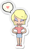 sticker of a cartoon woman in love png