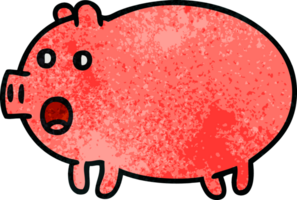 retro grunge texture cartoon pig png