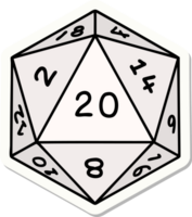 sticker of a natural 20 D20 dice roll png
