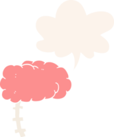cartoon brain with speech bubble in retro style png