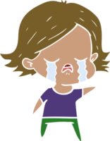 flat color style cartoon girl crying png