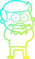 cold gradient line drawing of a cartoon shocked man png