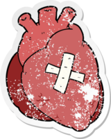 distressed sticker of a cartoon heart png