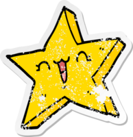distressed sticker of a cute cartoon star png