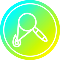 magnifying glass burning circular icon with cool gradient finish png