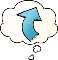 cartoon pointing arrow with thought bubble in smooth gradient style png