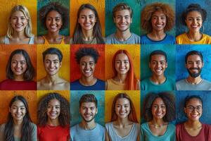 AI generated A collage of many different people. People of different nationalities and races photo