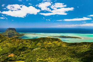 A bird's-eye view of Le Morne Brabant, a UNESCO world heritage site.View of the Sands Chamarel photo