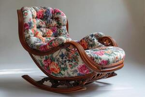 AI generated An old-fashioned designer rocking chair highlighted on a white background photo