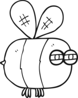 hand drawn black and white cartoon angry bee png