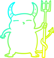 frio gradiente linha desenhando do uma desenho animado pequeno diabo png