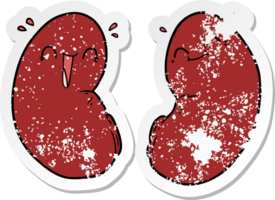 distressed sticker of a cartoon happy kidneys png