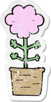 distressed sticker of a cute cartoon flower png