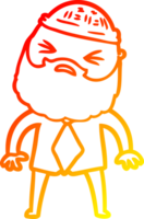 warm gradient line drawing of a cartoon man with beard png