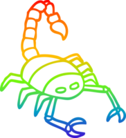 rainbow gradient line drawing of a cartoon scorpion png