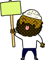 caricature de manifestant barbu png