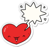 tecknad serie kärlek hjärta karaktär med Tal bubbla klistermärke png