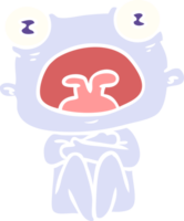 flat color style cartoon weird alien huddled up png