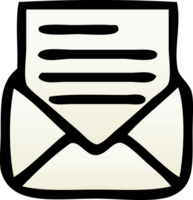 gradient shaded cartoon of a letter and envelope png