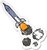 retro distressed sticker of a cartoon missile png