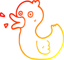 calentar degradado línea dibujo de un dibujos animados graznando Pato png