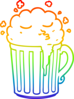 arco iris degradado línea dibujo de un dibujos animados jarra de cerveza png