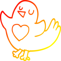 warm gradient line drawing of a cartoon bird with heart png